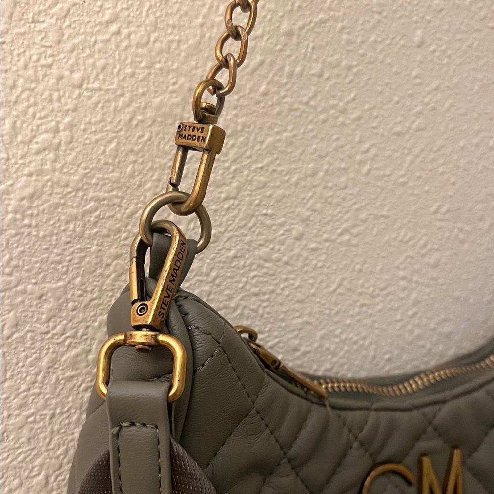 Quilted Camouflage Green Adjustable Steve Madden Shoulder Bag - Picture 10 of 16